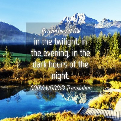 Picture 04 - Proverbs 7:9 GW - in the twilight, in the evening, in the dark - Bible Verse Picture