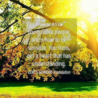 Picture 04 - Proverbs 8:5 GW - You gullible people, learn how to be sensible. - Bible Verse Picture