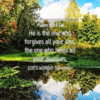 Picture 04 - Psalm 103:3 GW - He is the one who forgives all your sins, the one - Bible Verse Picture