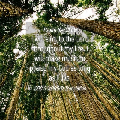 Picture 04 - Psalm 104:33 GW - I will sing to the Lord throughout my life. I - Bible Verse Picture