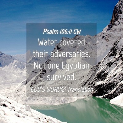 Picture 04 - Psalm 106:11 GW - Water covered their adversaries. Not one Egyptian - Bible Verse Picture