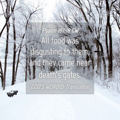 Picture 04 - Psalm 107:18 GW - All food was disgusting to them, and they came - Bible Verse Picture