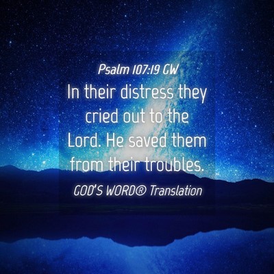 Picture 04 - Psalm 107:19 GW - In their distress they cried out to the Lord. He - Bible Verse Picture
