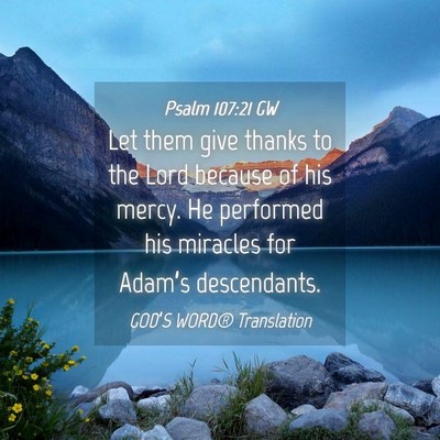 Picture 04 - Psalm 107:21 GW - Let them give thanks to the Lord because of his - Bible Verse Picture