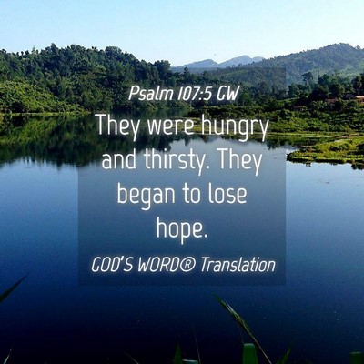 Picture 04 - Psalm 107:5 GW - They were hungry and thirsty. They began to lose - Bible Verse Picture