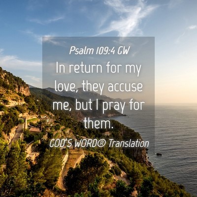 Picture 04 - Psalm 109:4 GW - In return for my love, they accuse me, but I pray - Bible Verse Picture