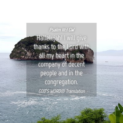 Picture 04 - Psalm 111:1 GW - Hallelujah! I will give thanks to the Lord with - Bible Verse Picture