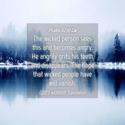 Picture 04 - Psalm 112:10 GW - The wicked person sees this and becomes angry. He - Bible Verse Picture
