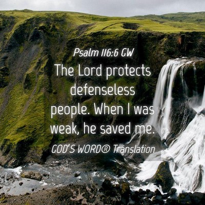 Picture 04 - Psalm 116:6 GW - The Lord protects defenseless people. When I was - Bible Verse Picture