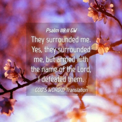 Picture 04 - Psalm 118:11 GW - They surrounded me. Yes, they surrounded me, but - Bible Verse Picture