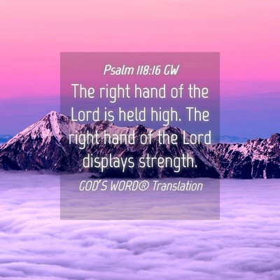 Picture 04 - Psalm 118:16 GW - The right hand of the Lord is held high. The - Bible Verse Picture
