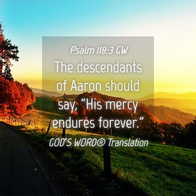 Picture 04 - Psalm 118:3 GW - The descendants of Aaron should say, “His mercy - Bible Verse Picture
