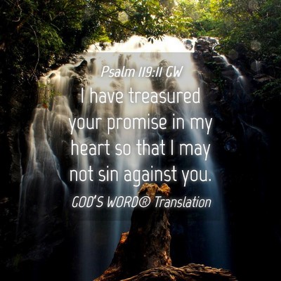 Picture 04 - Psalm 119:11 GW - I have treasured your promise in my heart so that - Bible Verse Picture