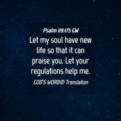 Picture 04 - Psalm 119:175 GW - Let my soul have new life so that it can praise - Bible Verse Picture