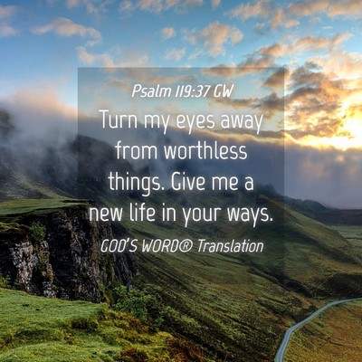Picture 04 - Psalm 119:37 GW - Turn my eyes away from worthless things. Give me - Bible Verse Picture
