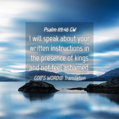 Picture 04 - Psalm 119:46 GW - I will speak about your written instructions in - Bible Verse Picture