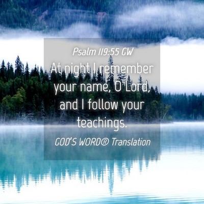 Picture 04 - Psalm 119:55 GW - At night I remember your name, O Lord, and I - Bible Verse Picture