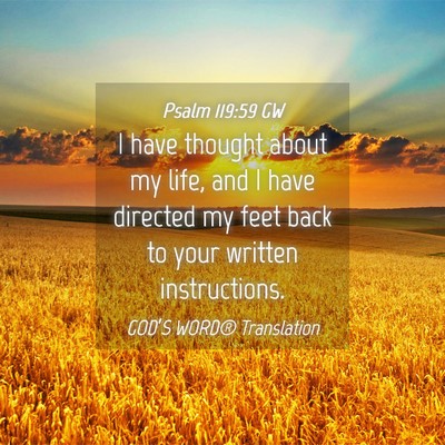 Picture 04 - Psalm 119:59 GW - I have thought about my life, and I have directed - Bible Verse Picture