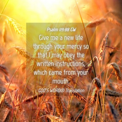 Picture 04 - Psalm 119:88 GW - Give me a new life through your mercy so that I - Bible Verse Picture