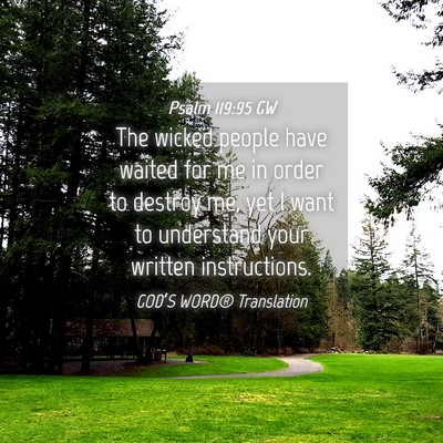 Picture 04 - Psalm 119:95 GW - The wicked people have waited for me in order to - Bible Verse Picture