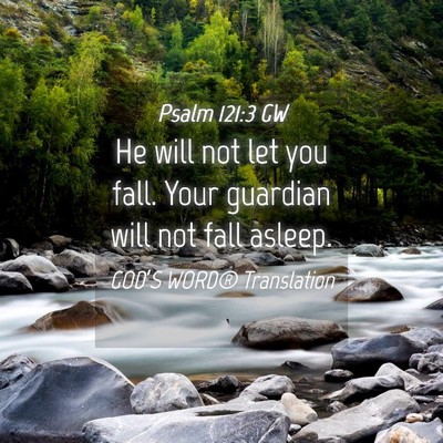 Picture 04 - Psalm 121:3 GW - He will not let you fall. Your guardian will not - Bible Verse Picture