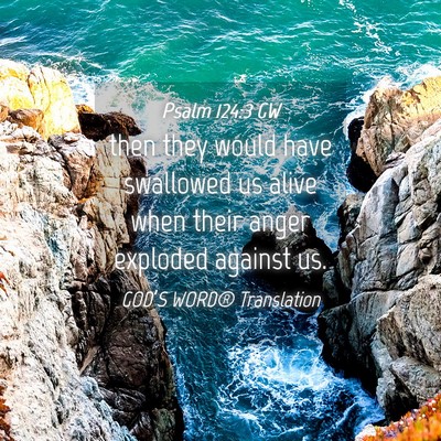 Picture 04 - Psalm 124:3 GW - then they would have swallowed us alive when - Bible Verse Picture