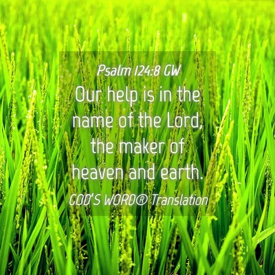 Picture 04 - Psalm 124:8 GW - Our help is in the name of the Lord, the maker of - Bible Verse Picture