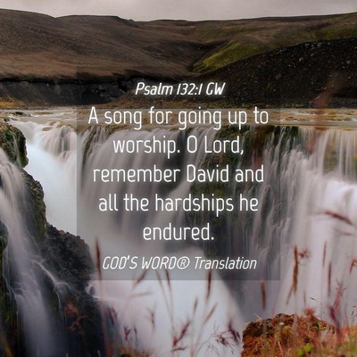 Picture 04 - Psalm 132:1 GW - A song for going up to worship. O Lord, remember - Bible Verse Picture