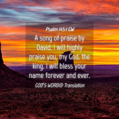 Picture 04 - Psalm 145:1 GW - A song of praise by David. I will highly praise - Bible Verse Picture