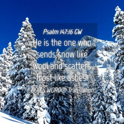 Picture 04 - Psalm 147:16 GW - He is the one who sends snow like wool and - Bible Verse Picture