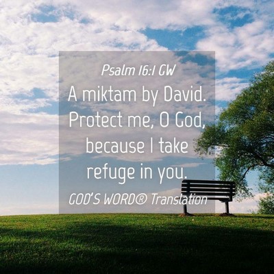 Picture 04 - Psalm 16:1 GW - A miktam by David. Protect me, O God, because I - Bible Verse Picture