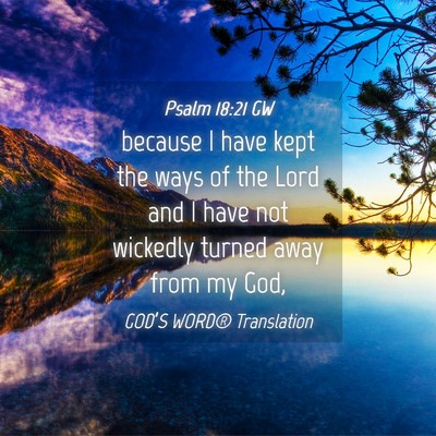 Picture 04 - Psalm 18:21 GW - because I have kept the ways of the Lord and I - Bible Verse Picture