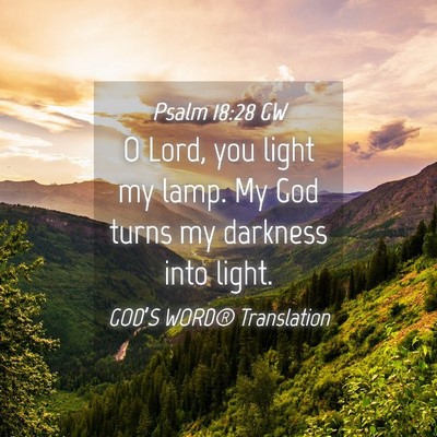 Picture 04 - Psalm 18:28 GW - O Lord, you light my lamp. My God turns my - Bible Verse Picture