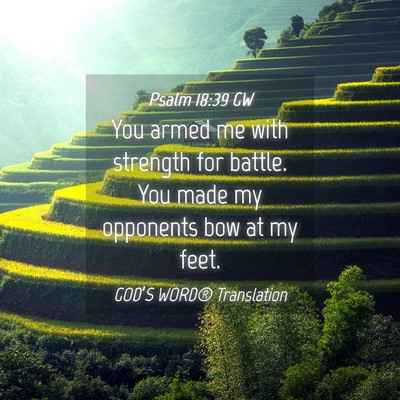 Picture 04 - Psalm 18:39 GW - You armed me with strength for battle. You made - Bible Verse Picture