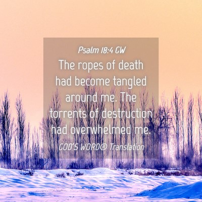 Picture 04 - Psalm 18:4 GW - The ropes of death had become tangled around me. - Bible Verse Picture