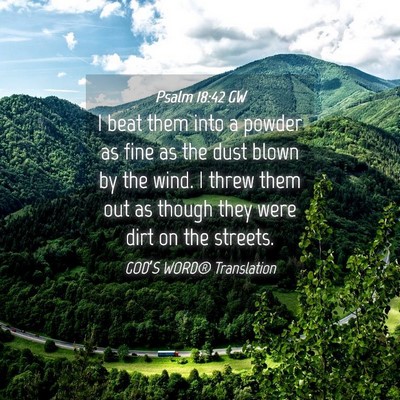 Picture 04 - Psalm 18:42 GW - I beat them into a powder as fine as the dust - Bible Verse Picture