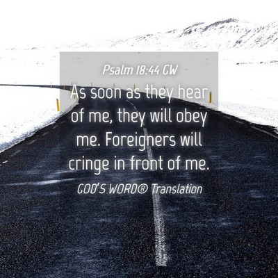 Picture 04 - Psalm 18:44 GW - As soon as they hear of me, they will obey me. - Bible Verse Picture
