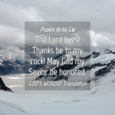 Picture 04 - Psalm 18:46 GW - The Lord lives! Thanks be to my rock! May God my - Bible Verse Picture