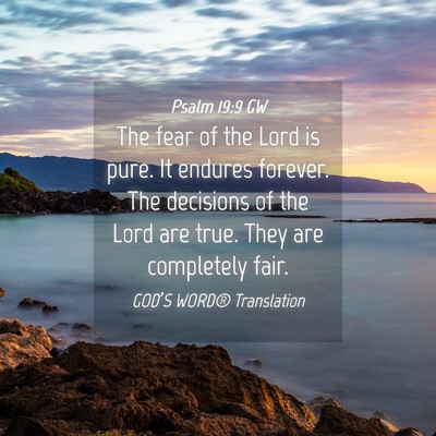 Picture 04 - Psalm 19:9 GW - The fear of the Lord is pure. It endures forever. - Bible Verse Picture