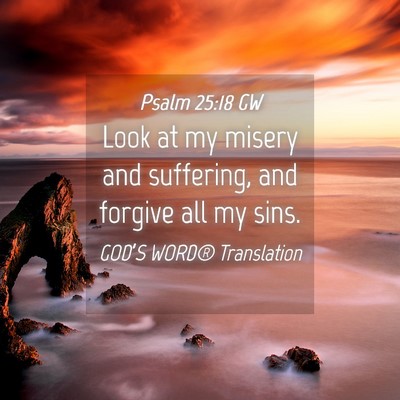 Picture 04 - Psalm 25:18 GW - Look at my misery and suffering, and forgive all - Bible Verse Picture