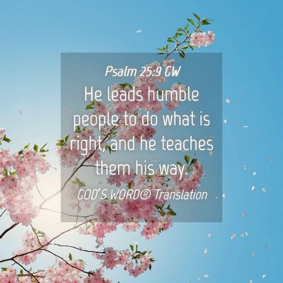 Picture 04 - Psalm 25:9 GW - He leads humble people to do what is right, and - Bible Verse Picture