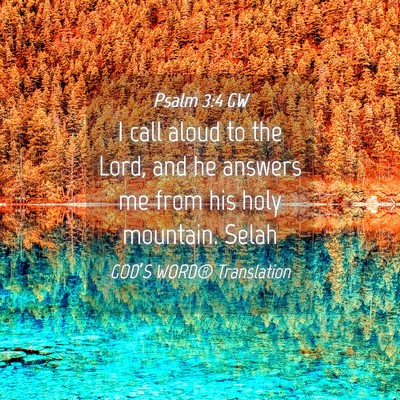 Picture 04 - Psalm 3:4 GW - I call aloud to the Lord, and he answers me from - Bible Verse Picture