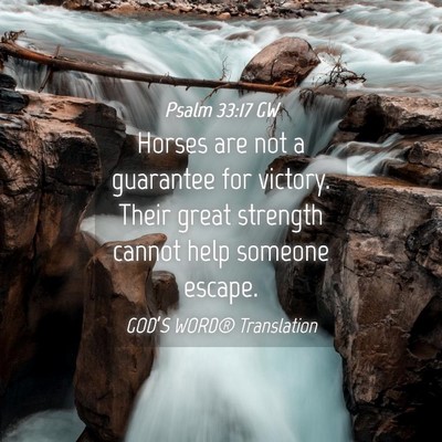 Picture 04 - Psalm 33:17 GW - Horses are not a guarantee for victory. Their - Bible Verse Picture