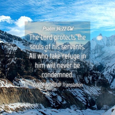 Picture 04 - Psalm 34:22 GW - The Lord protects the souls of his servants. All - Bible Verse Picture