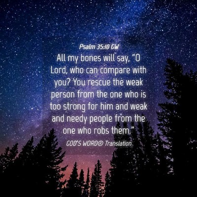 Picture 04 - Psalm 35:10 GW - All my bones will say, “O Lord, who can compare - Bible Verse Picture