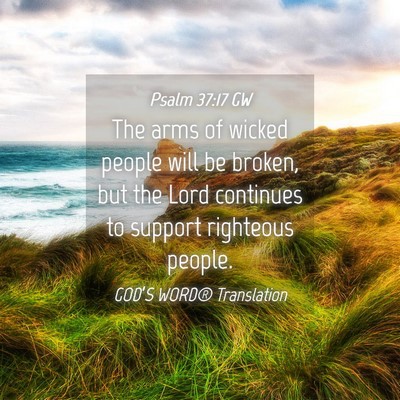 Picture 04 - Psalm 37:17 GW - The arms of wicked people will be broken, but the - Bible Verse Picture