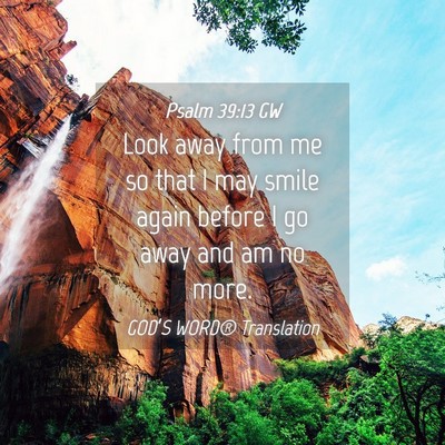 Picture 04 - Psalm 39:13 GW - Look away from me so that I may smile again - Bible Verse Picture