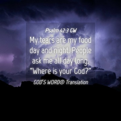 Picture 04 - Psalm 42:3 GW - My tears are my food day and night. People ask me - Bible Verse Picture