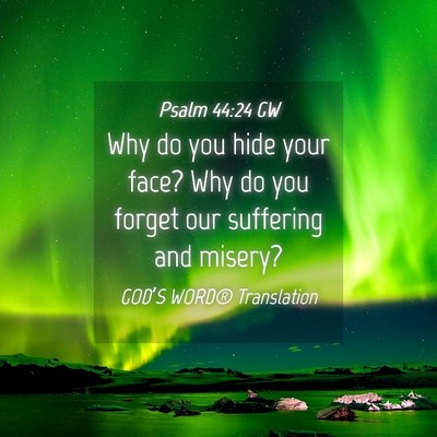 Picture 04 - Psalm 44:24 GW - Why do you hide your face? Why do you forget our - Bible Verse Picture