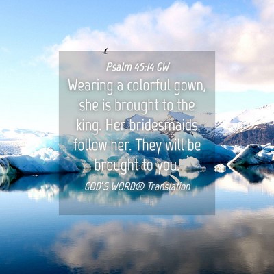 Picture 04 - Psalm 45:14 GW - Wearing a colorful gown, she is brought to the - Bible Verse Picture